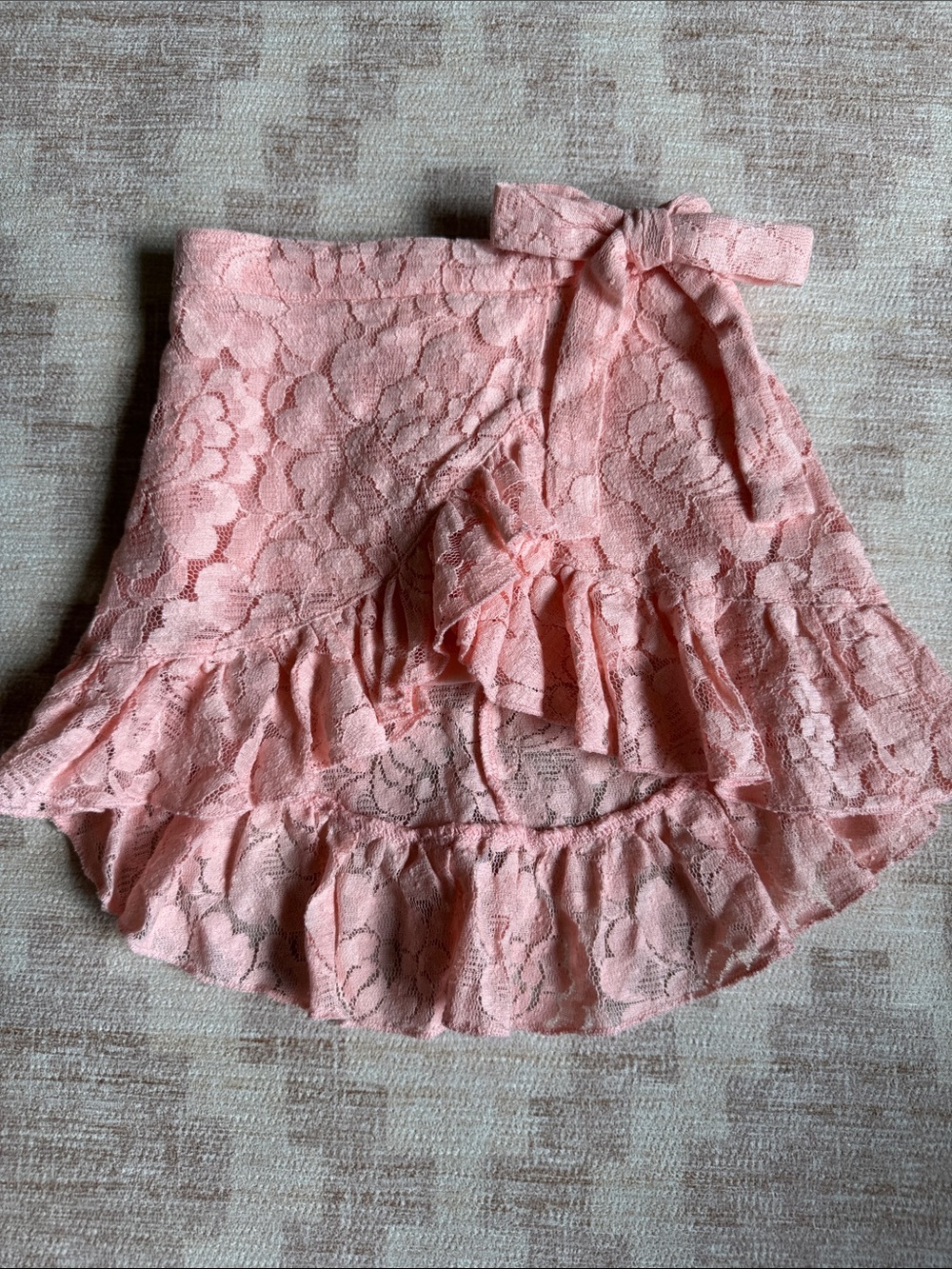 Bailey’s Blossoms Pink High Low Lace Ruffle Skirt with Bow Baby 9-12M
